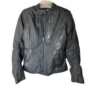 Joe Rocket Women's Motorcycle Jacket Black Full-Zip Reflective Piping Sz S